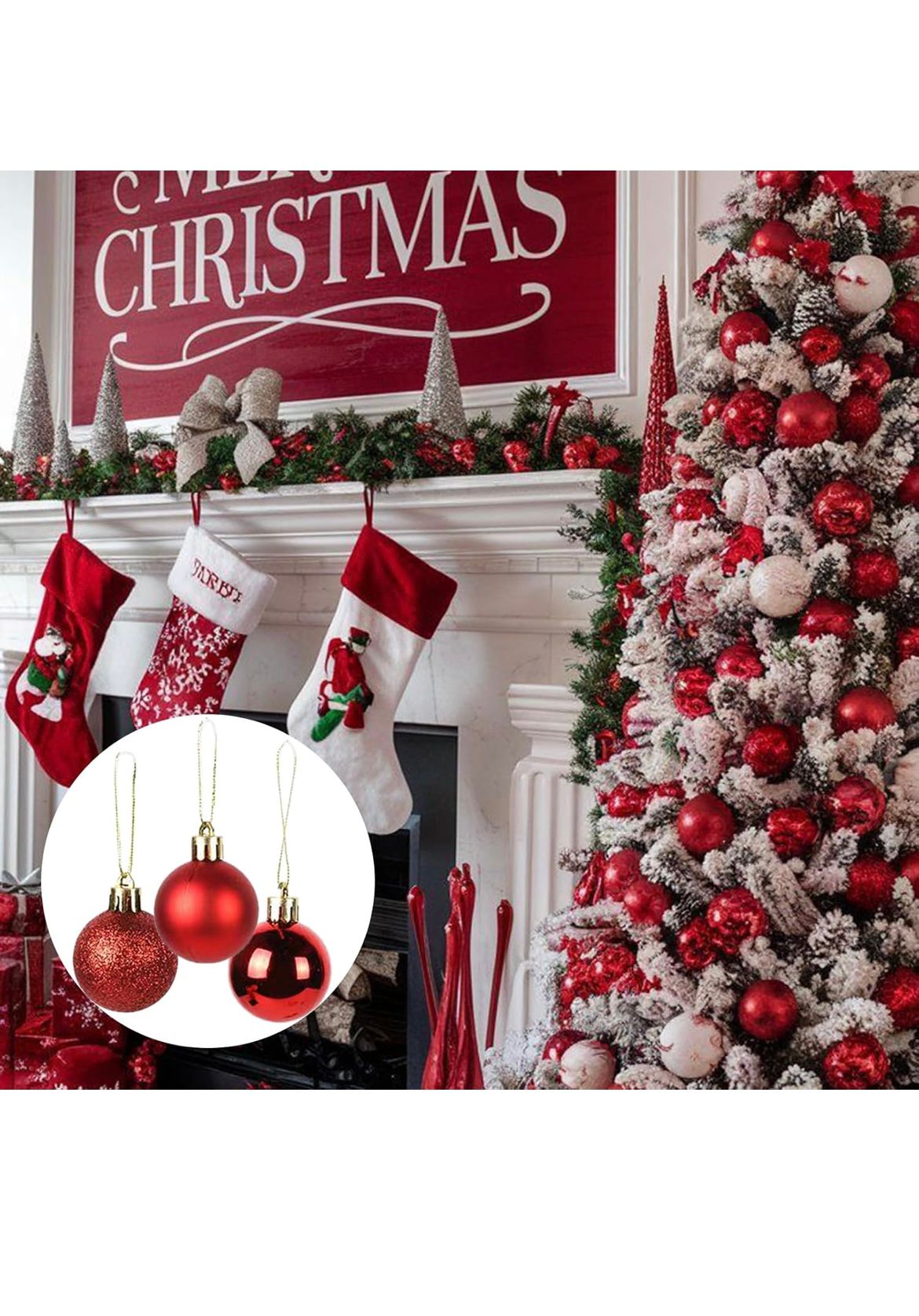 Weihnachtskugeln in Rot